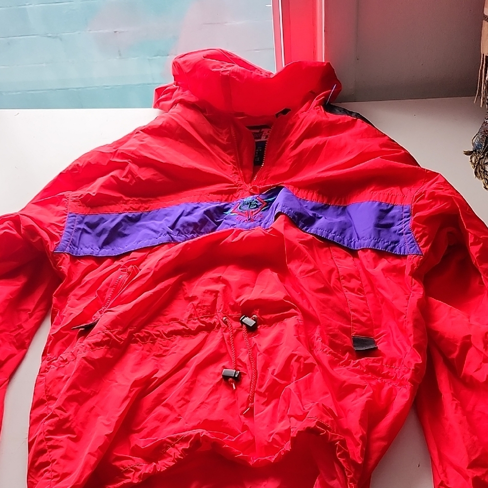 Red and Purple Windbreaker Jacket Cb Sports Vintage Large
